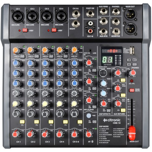 Citronic CMB-10, mixážní pult DSP USB/PC/BT přehrávač